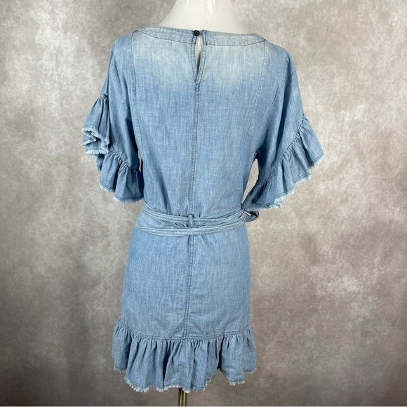 Isabel Marant Etoile Chambray Lelicia Faux Wrap Dress In Blue Size EU 36 US S - Picture 7 of 13